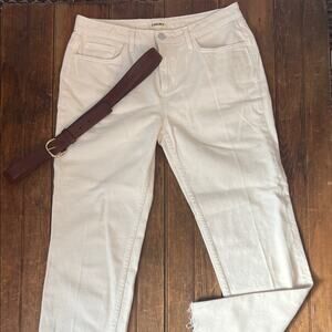 L’Agence Jeans Women's Milana low rise Off-White Straight Leg raw hem size 28